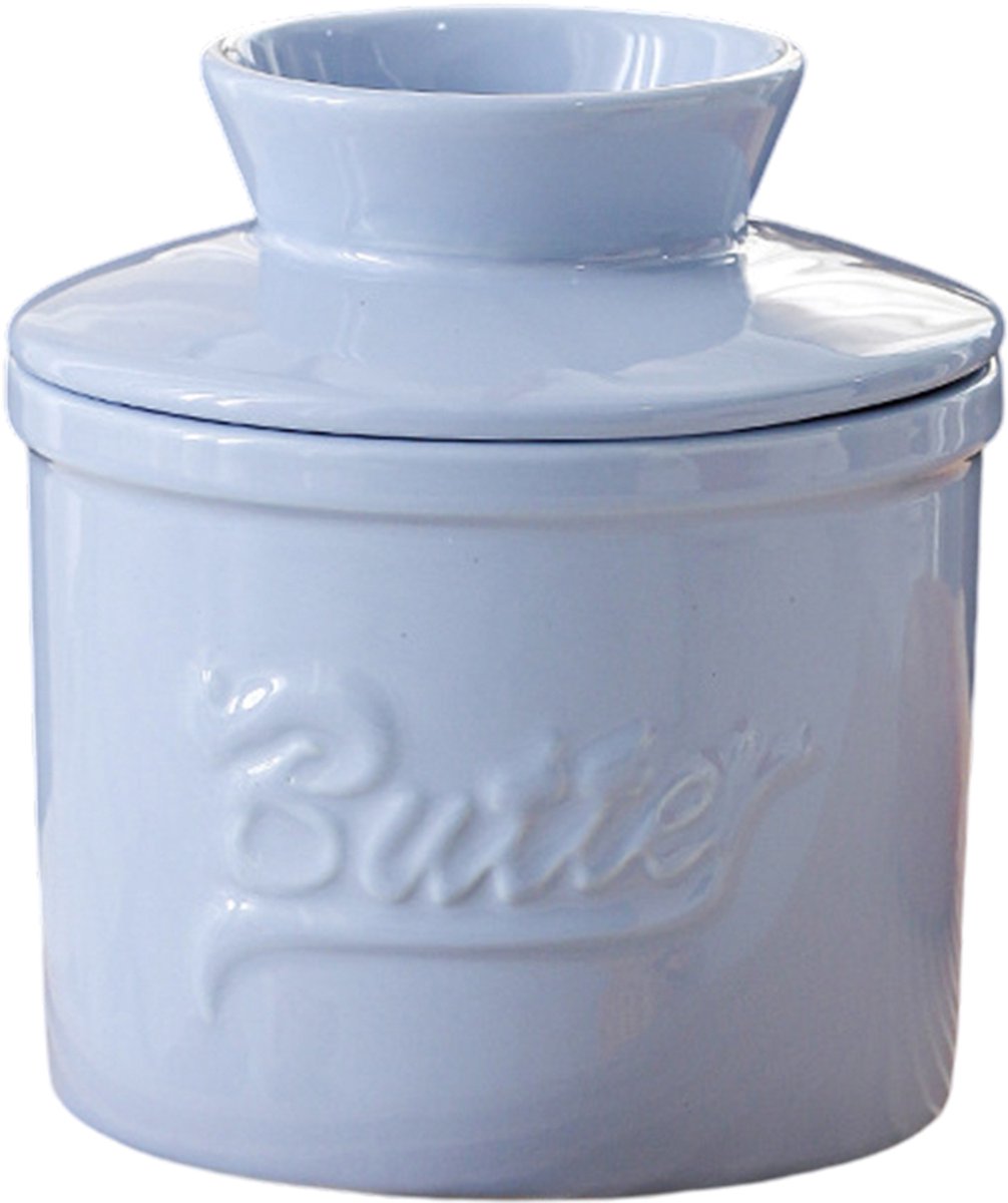 Cuhostki 1 Stuks - Keramische Boterpot Blauw Botervloot Boterdoos - Met Deksel
