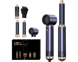 5-in-1 Hairstyler - 1000W Haardroogborstel 60.000 RPM - Krultang met Luchtstroom - Negatieve Ionen voor Glanzend Haar - Drogen en Stylen