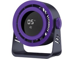 Tafelventilator - Bureauventilator - Wandventilator - Ventilator met digitaal display - Stil - Oplaadbaar - Vijf windsnelheden - Voor kantoor, slaapkamer en op reis - Krachtig - Ruimtegrijs