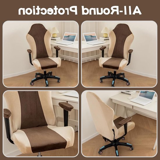 SnelShoppen - Gaming Stoel Bekleding Bruin Hoog Rekbaar Fleece Hoge Rugleuning Speelstoel Modern Decoratieve Hoezen van snelshoppen — afbeelding 5