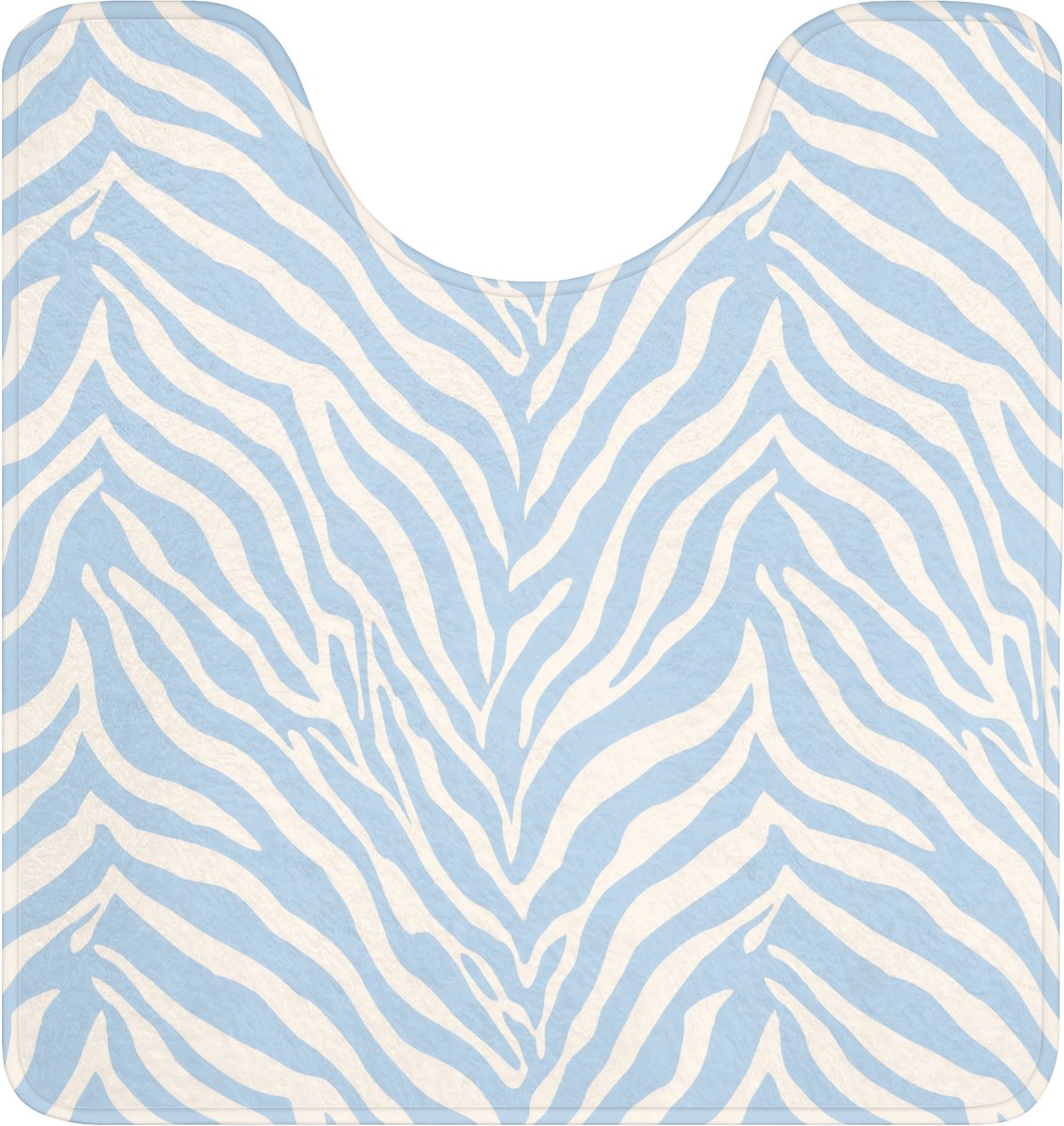 WC mat met uitsparing 55x60 cm - Antislip - Zebra - Motief - Blauw - Wit - Toiletmat met u