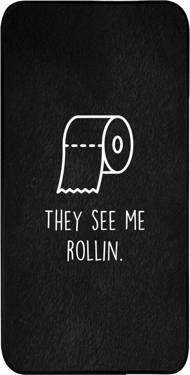 Badmat 60x120 cm - Antislip - Quotes - WC papier - They see me rollin - Zwart - Spreuken - Badmatten voor badkamer - Badkamermat - Douchemat - Badkamer mat