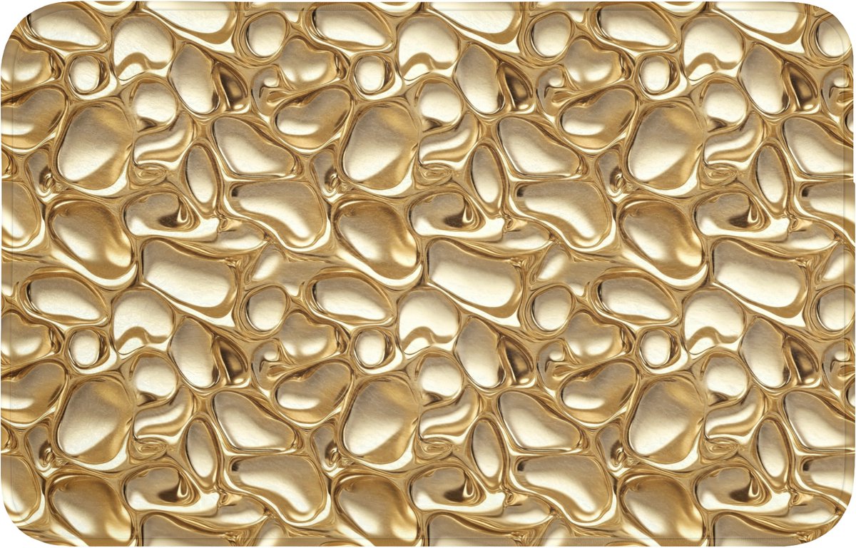 WC mat 80x50 cm - Antislip - Abstract - Modern - Goud - Toiletmat - Vloermat - Douchemat -