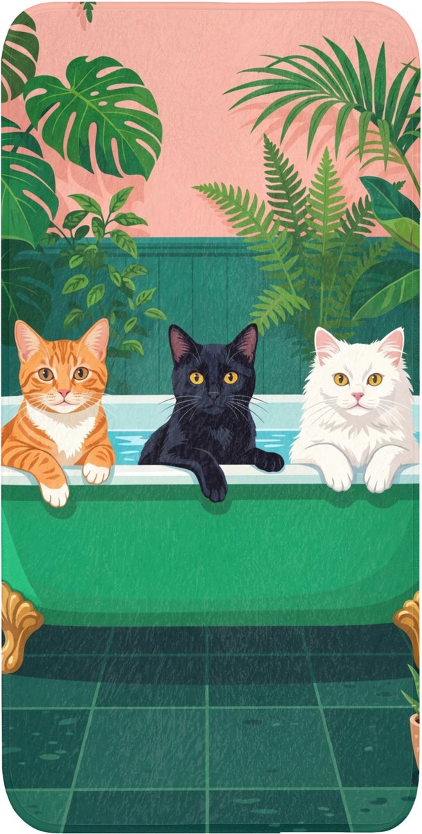 Badmat 60x120 cm - Antislip - Badkamer - Kattenparade - Kleurrijk - Badmatten voor badkamer - Badkamermat - Douchemat - Badkamer mat