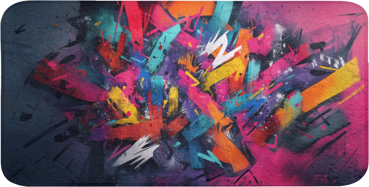 Badmat 120x60 cm - Antislip - Abstract - Explosie - Neonkleuren - Badmatten voor badkamer - Badkamermat - Douchemat - Badkamer mat