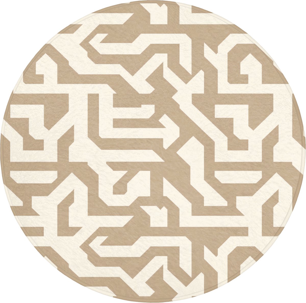 WC mat rond 70x70 cm - Antislip - Modern - Abstract - Beige - Toiletmat - Vloermat - Douch