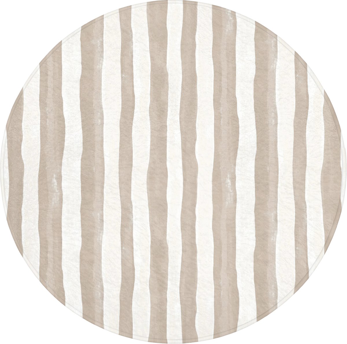 WC mat rond 70x70 cm - Antislip - Minimalistisch - Strepen - Beige - Toiletmat - Vloermat