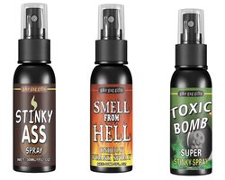Liquid Ass Fartspray – Set van 3 stuks – Stinkspray / Scheetspray – Fopartikel voor 14+