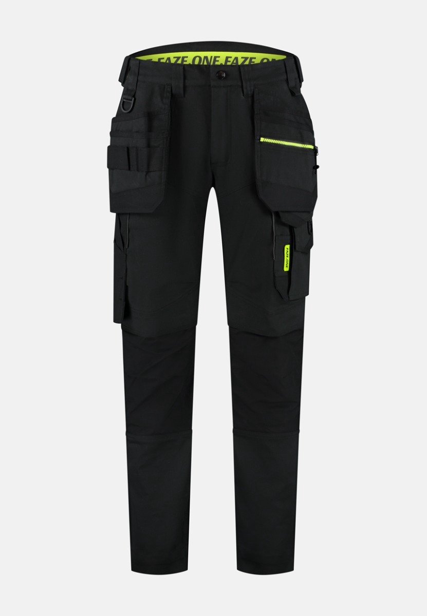 Faze.One Tracker 8K Denim Holster Werkbroek - Zwart/Zwart - Maat 44 | Stretch | Heren