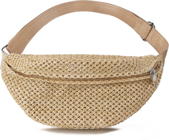 Sac banane - Paille / Raphia Beige | 28,5 x 15 x 9 cm | Sac Festival | Favori de la mode