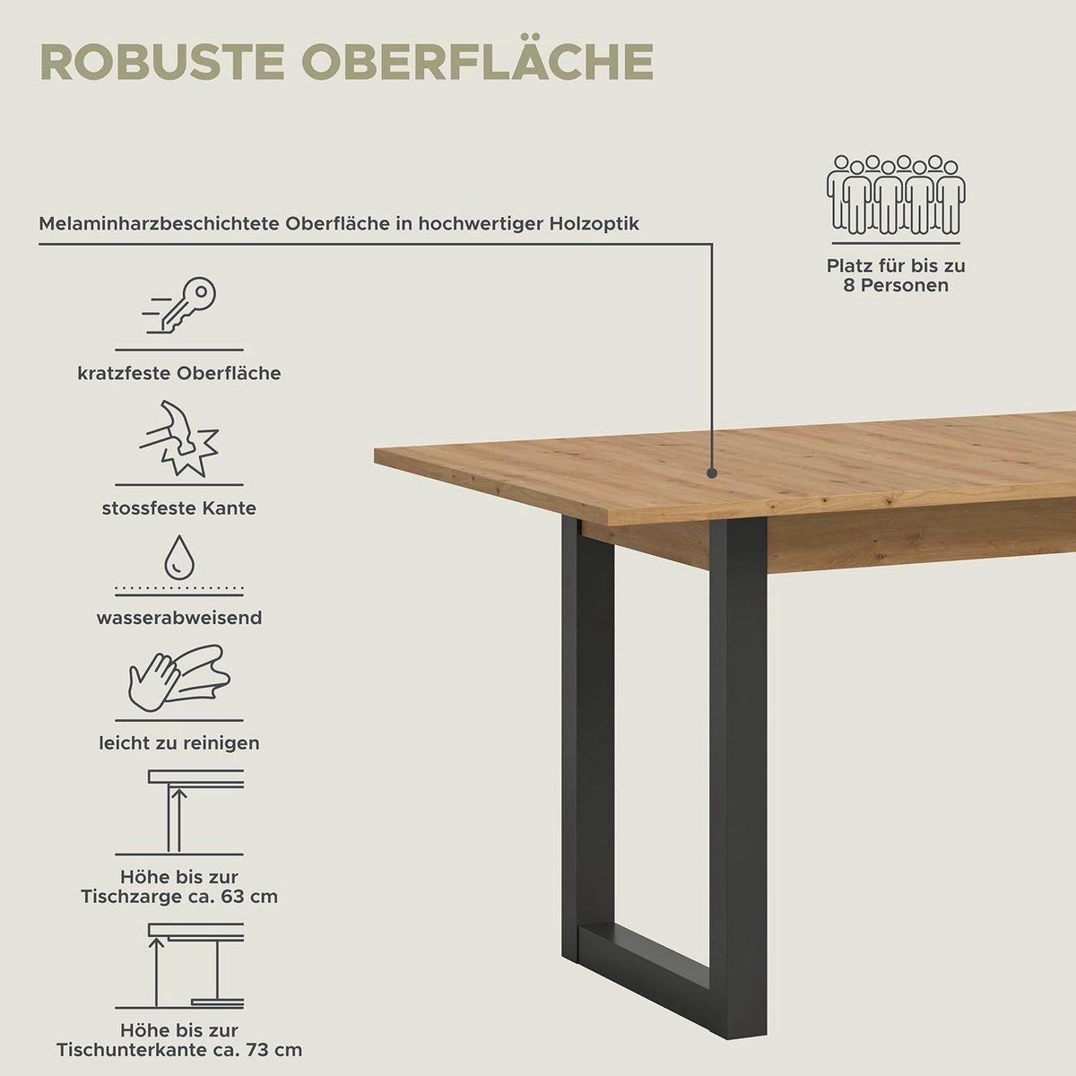 Uitschuifbare Eettafel Meuble Paris Seattle – Eettafel / Keukentafel / Eetkamertafel 150–190 x 76 x 90 cm – Artisan Eiken & Grijs – Industrieel Design – Metalen Onderstel – 6 tot 8 Personen – Rechthoekige Tafel