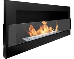 Bio-ethanol haard wand 900x400 zwart mat met glas - moderne wandhaard zonder schoorsteen