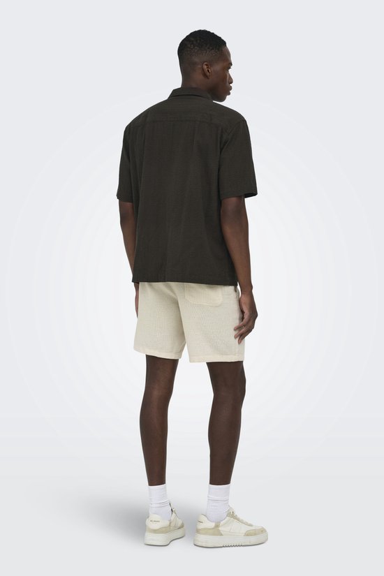 Only & Sons Overhemd Onscruz Rlx Seersucker Resort Ss Sh 22038003 Black Coffee Mannen Maat - M