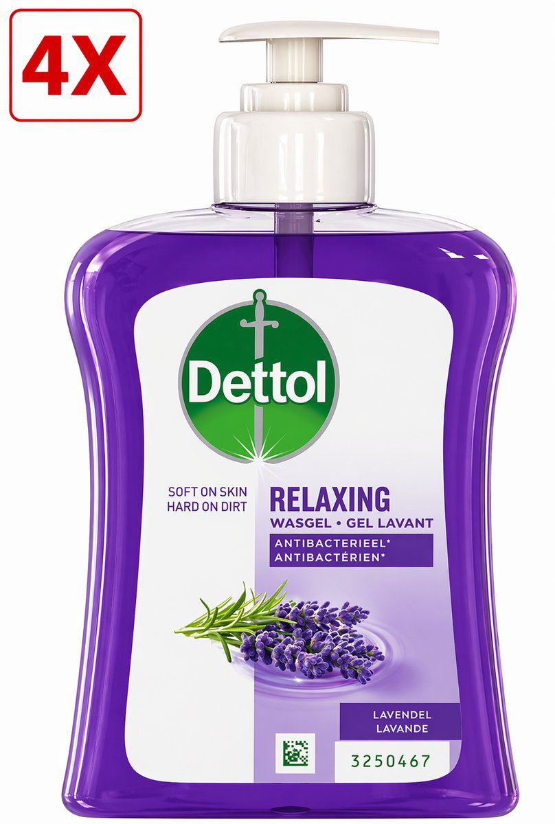 4 x Dettol Wasgel - Verzachtend met lavendel en druifextracten - Handzeep - 250 ml