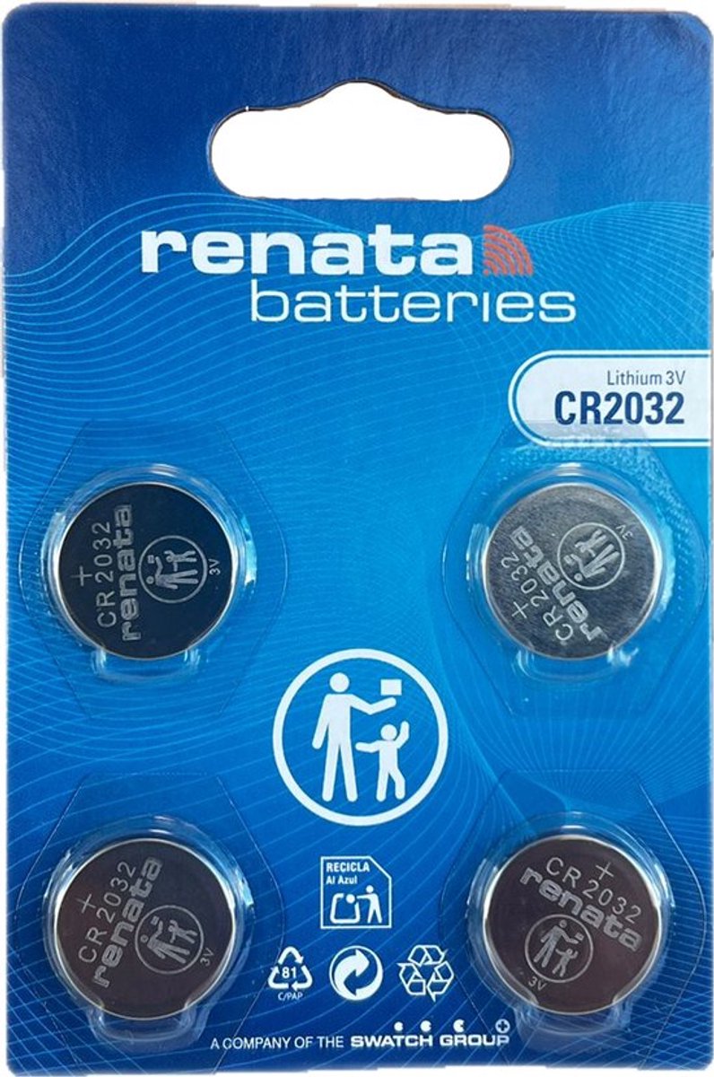 Renata - Knoopcel batterijen - CR2032 - Lithium - 3V - 4 stuks