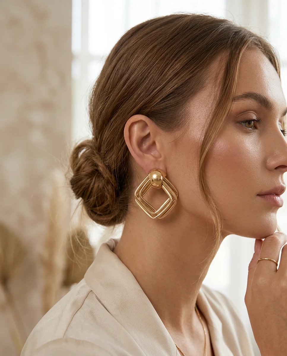 Dorvina Vintage Dames Oorbellen Verkleurt Niet Sieraad Goudkleurig Dortgen Ring