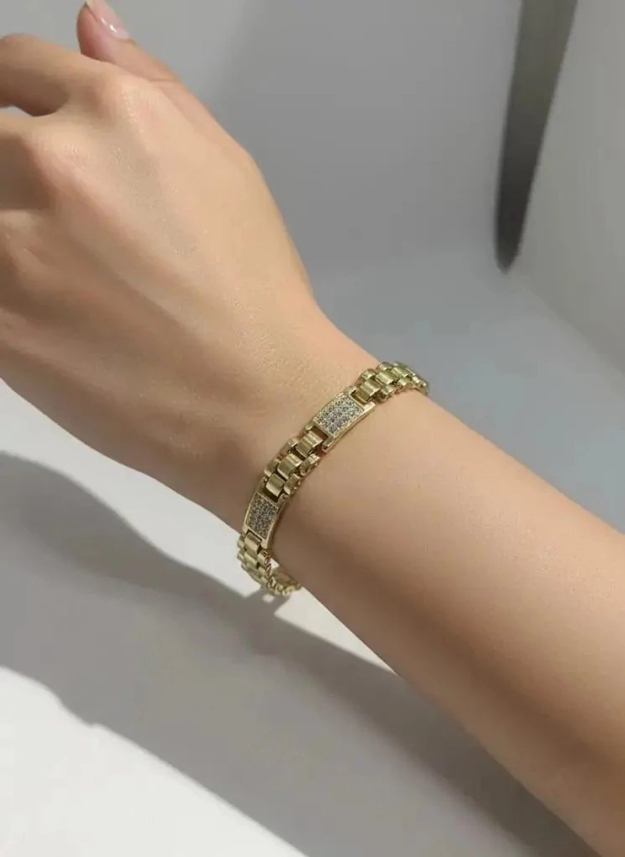Dorvina Xuping 14K Verguld Goudkleurig Zirkonia Kordon Model Kunye Dames Armband