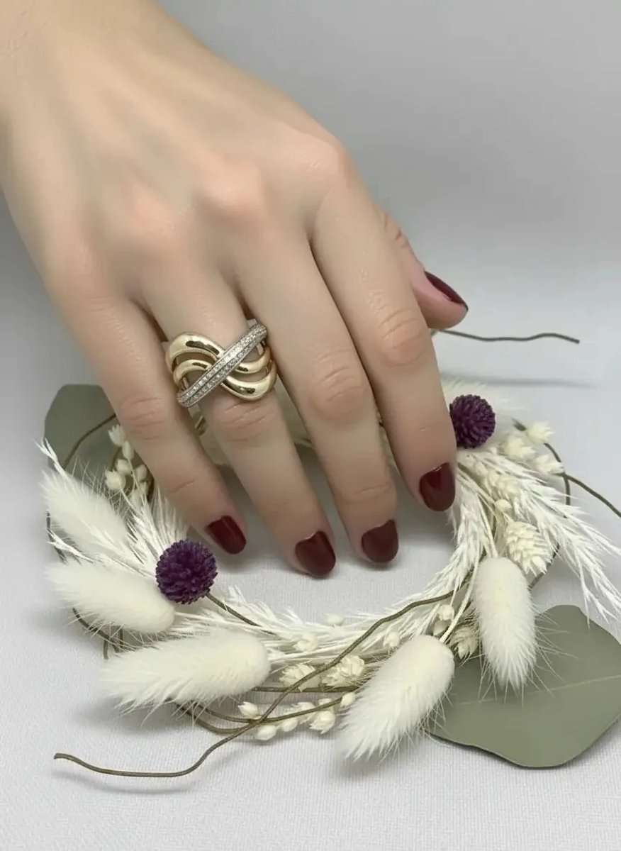 Dorvina VIP Karamaz Messing Op 14K Verguld Zirkonia Verstelbaar Goud Siratasli Dalga Model Dames Ring