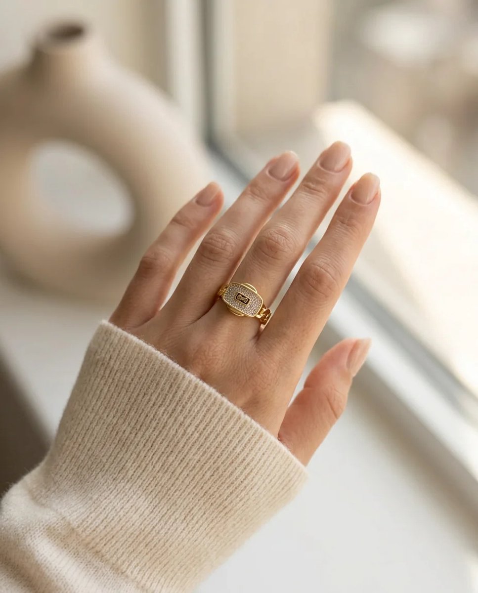 Dorvina Messing Dames Ring VIP 14k Gouden Goudkleurig Zirkonia Sonsuzluk Model Verstelbaar Vintage Dames Ring