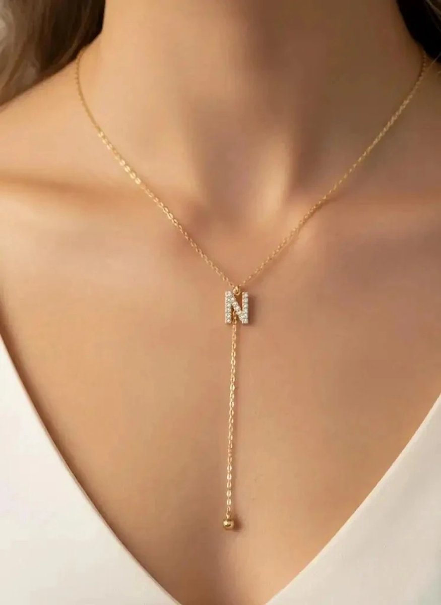 Dorvina 316L Staal Verkleurt Niet Hypoallergeen Duurzaam Sieraad Goudkleurig Y Model Zirkonia Letter N Letter Dames Ketting