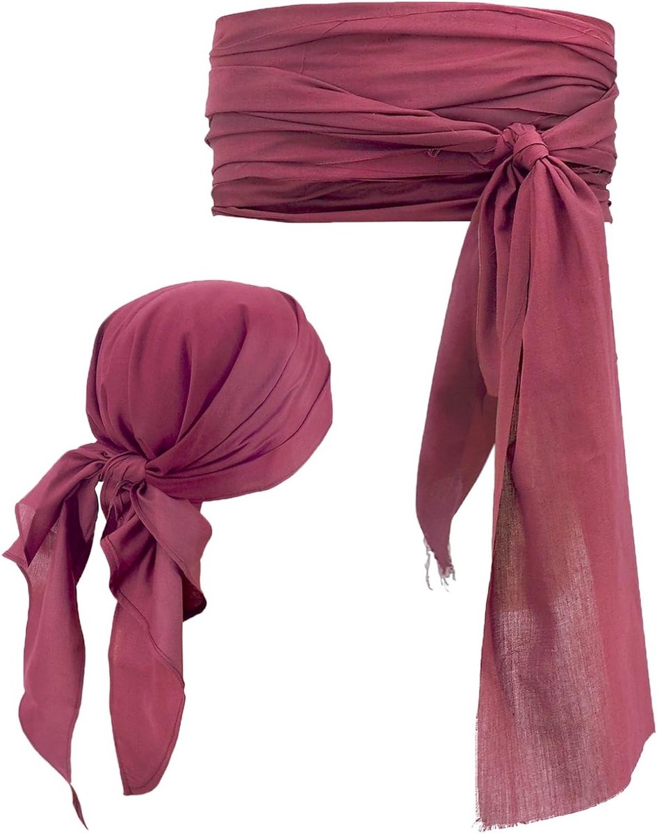 Set van 2 accessoires voor piratenkostuums - Elegante en comfortabele riem en bandana voor volwassenen, ideaal voor Halloween, carnaval en themafeesten