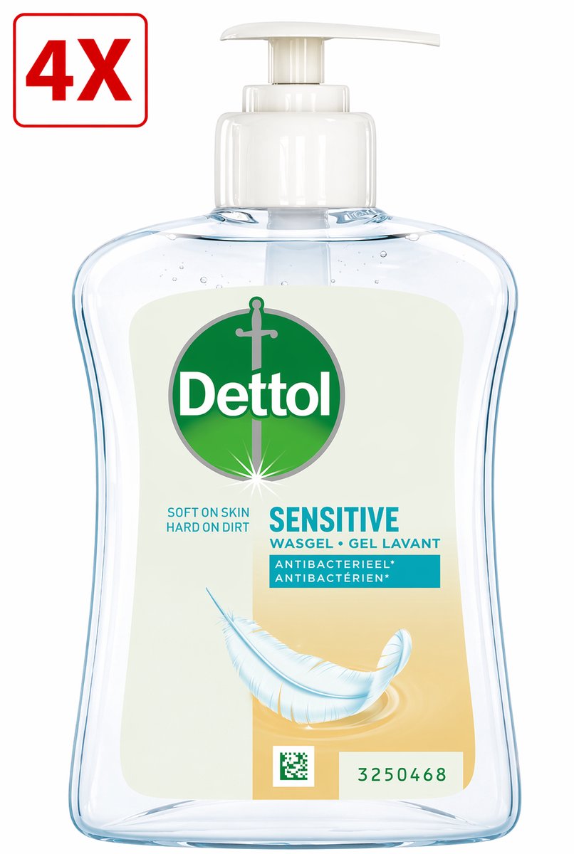 4 x Dettol Handzeep Gevoelige Huid - 250 ml