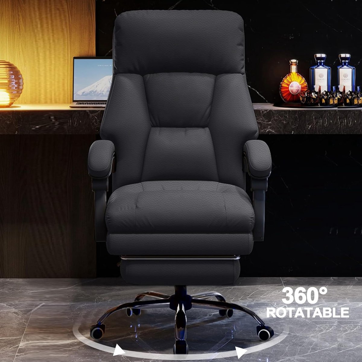 Ergonomische Executive Bureaustoel met Voetensteun en Hoge Rugleuning 50x55x120 cm