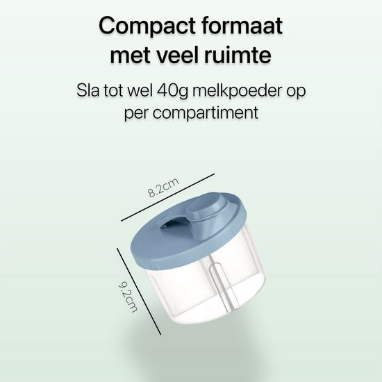 BimbelBoo® Melkpoeder Toren - Tot 160g poeder - 4 Compartimenten - Blauw - Dispenser - Doseerdoosjes - Poedertoren - Bewaardoos — afbeelding 5