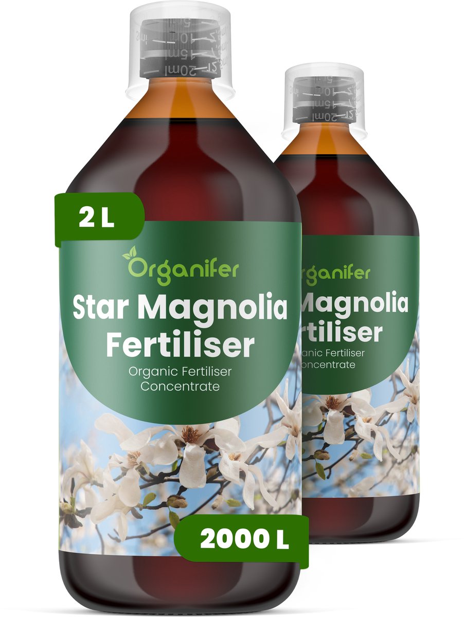 Vloeibare Meststof Voor Stermagnolia 2X1 L Voor 2000 L - Npk 3-4-3 - Ondersteunt Vroege En Rijke Bloei Bij Stermagnolia - Verbetert Knopvorming En Bloeikwaliteit - Geschikt Voor Langdurige Verzorging Van Sierheesters - Organifer