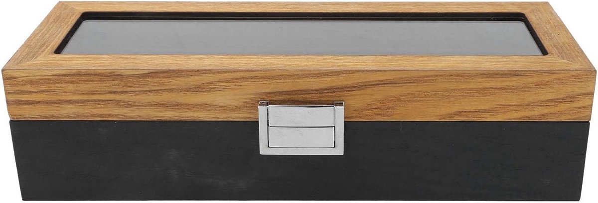 Houten Horloge Doos met 6 Slots - Eenvoudige en Klassieke Vintage Organizer voor Horloges van Mannen en Vrouwen, Perfect voor Bewaren en Tentoonstellen