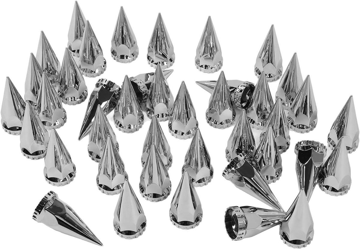 Spiked Lug Nut Caps voor Trucks en Trailers - 33mm Chrome Dopschroeven, Roestbestendig en Duurzaam (40 stuks)