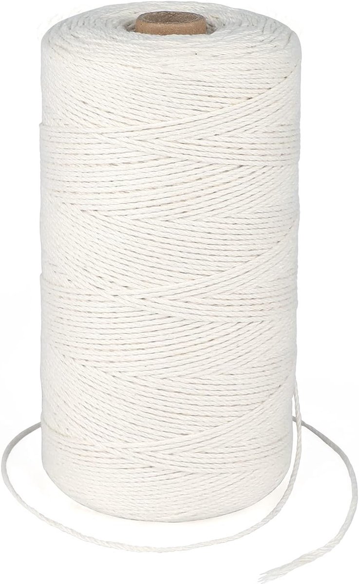 Beige Katoenen Touw van 450M, 1.5MM Dikte voor Verpakkingen, DIY Projecten en Koken, 3-PLY Sterk en Duurzaam