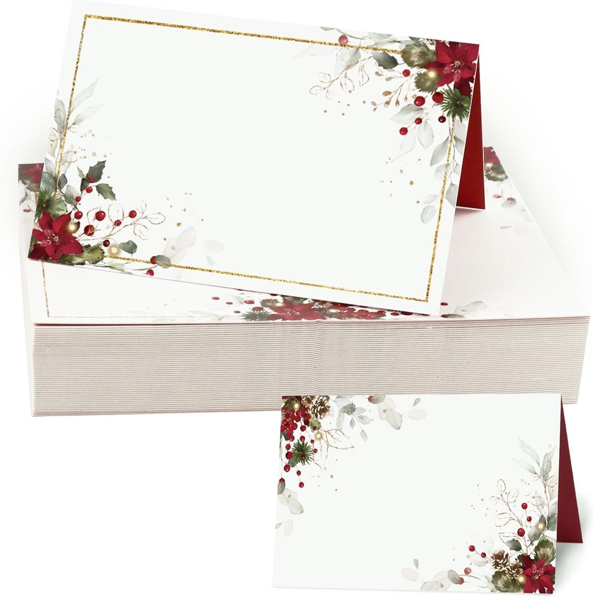 50 Stuks Kerstmis Plaatskaartjes voor Tafelinstelling - Papieren Naamkaartjes voor Feestjes, Bruiloften en Dinerpartijen