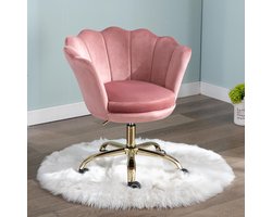Ya-Home Velvet Home Office Office Chair Swivel Office Chair with Adjustable Height for Home Office/Bedroom, Dark Pink