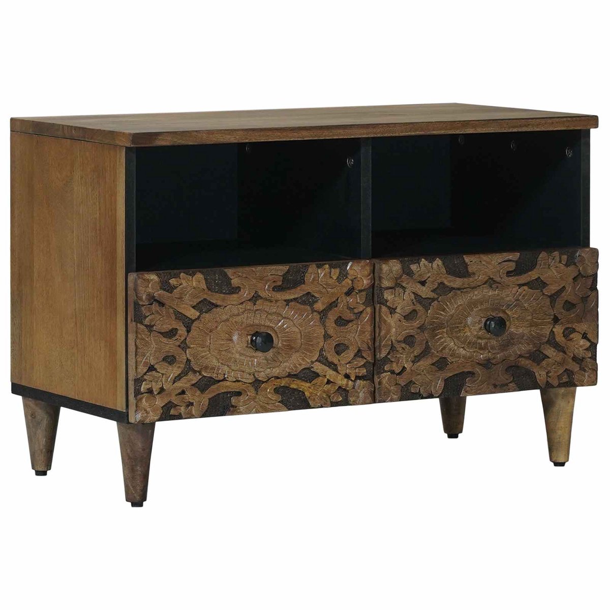 vidaXL - TV - Kast - met - opslag - Bruin - 70 - x - 33,5 - x - 46 - cm - Massief - Mango - Hout
