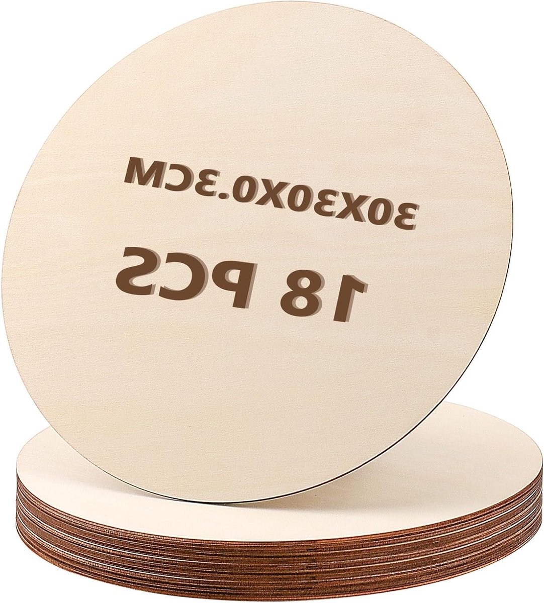 18 Stuks Onbewerkte Houten Schijven van 30.5 cm voor Schilderen, Houtsnijwerk en Creatieve DIY Projecten
