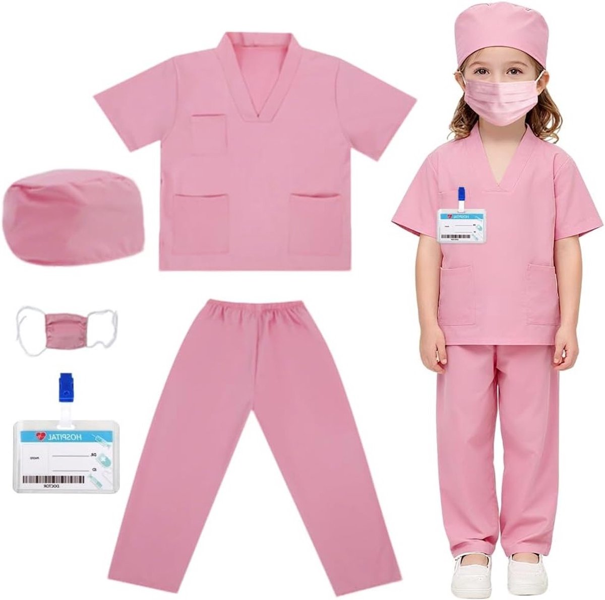 Dokterskostuum voor Kinderen met Artsentas, Doktersjas, ID-kaart en Stethoscoop - Speelgoedaccessoires voor Carnaval en Rollenspel voor Jongens en Meisjes van 6-10 Jaar