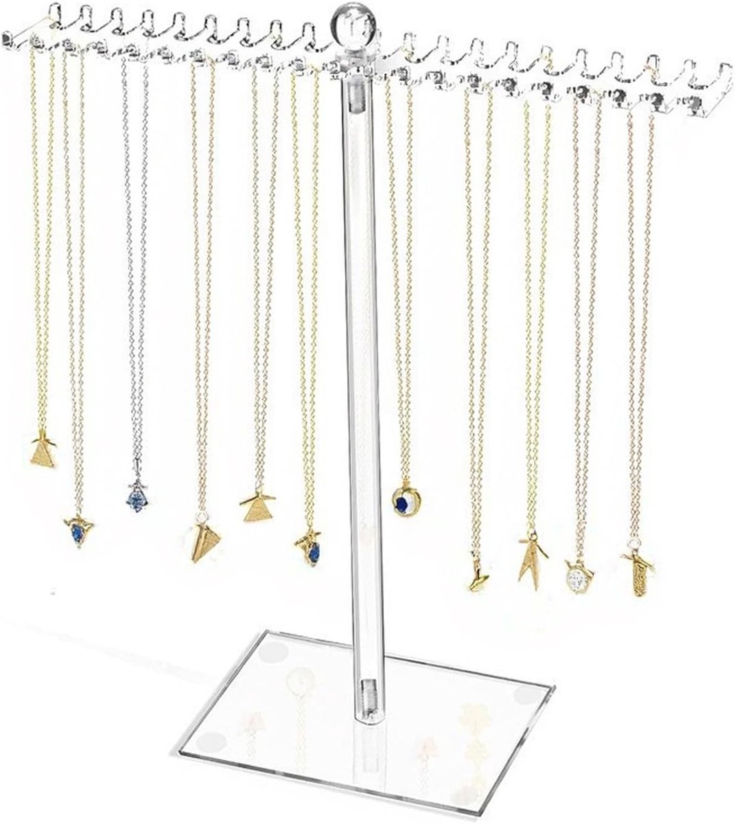 Duidelijke T-bar sieradenstandaard voor het ophangen van oorbellen, kettingen en armbanden, veelzijdige organizer voor sieradenopslag en presentatie