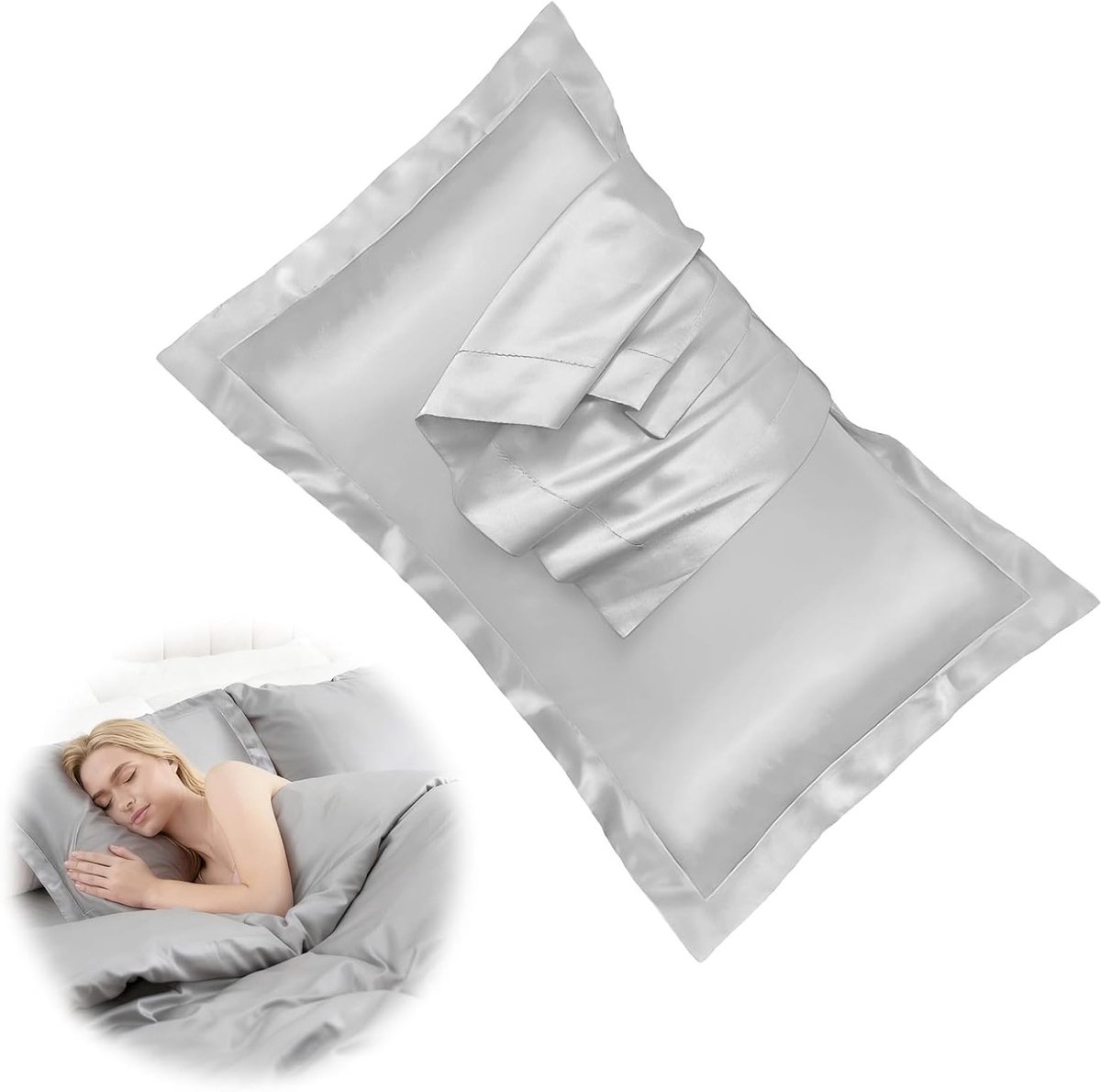 Luxe zijden kussenslopen 50 x 80 cm - hypoallergeen, zacht en huidvriendelijk, ideaal voor haarverzorging, 2 stuks in rood