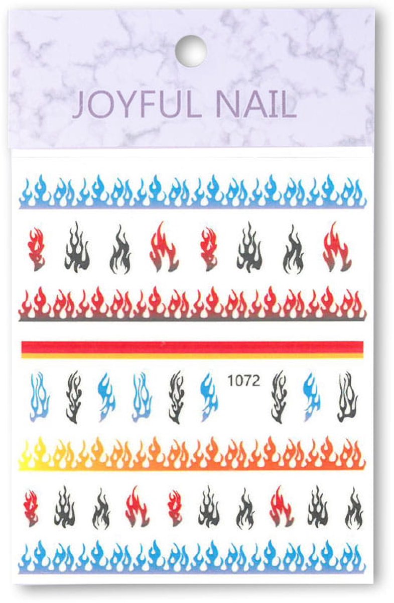 Allepaznokcie Joyful Nail Serie - Zelfklevende Nagelstickers - Nr 1072 - Dunne Vlammen - Flexibel