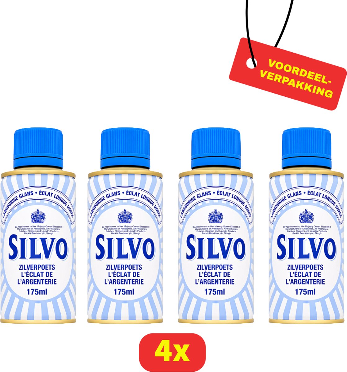 Silvo Zilverpoets - Langdurige Glans - 4 x 175 ml - Voordeelverpakking