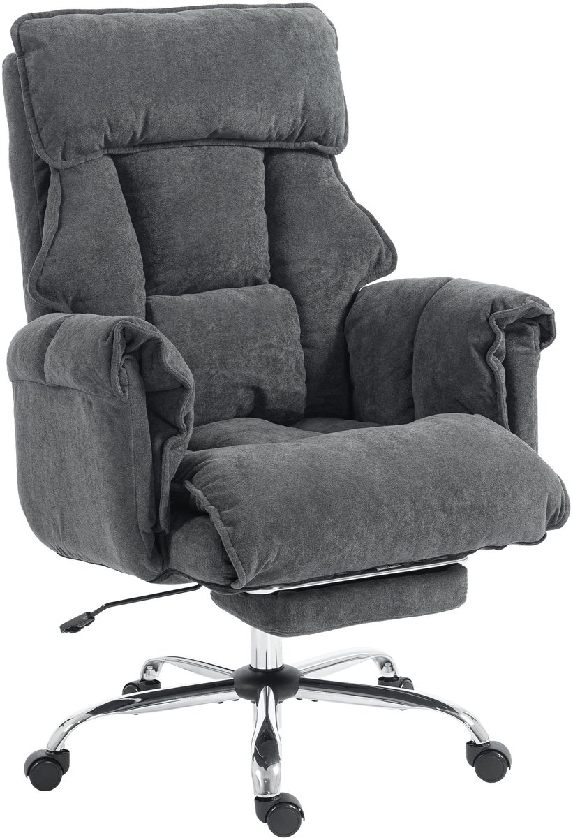 Homcom Bureaustoel-Sneeuwflanel (100% polyester)-80L x 80B x 106-114H cm-Donkergrijs