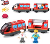 Elektrische Trein met Magnetische Koppeling, Compatibel met Houten Treinbanen, Batterij Aangedreven Speelgoedtrein met Vooruit/Achteruit Functie en Geluidseffecten, voor Kinderen vanaf 3 Jaar