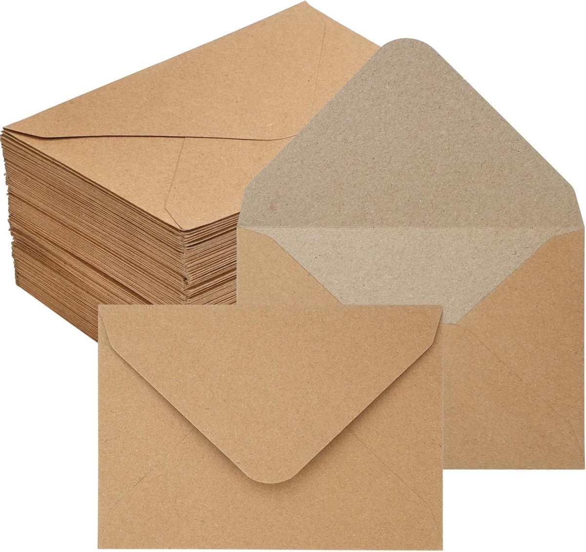 50 Envelopes DIN B6 Bruin Kraftpapier 130 g/m² - 17,5 x 12,5 cm - Lege Pocketfold Enveloppen voor Verjaardagskaarten, Uitnodigingen en Wenskaarten