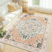 Homaxy - Woonkamerkleed - Zacht Bloemmotief Tapijt - Machinewasbaar Vintage Tapijt - 183x275 cm - Rechthoekig - Roze
