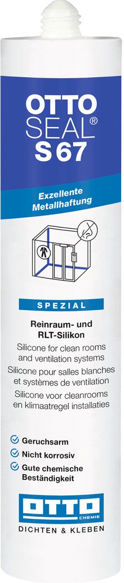 Ottoseal S67 siliconenkit - 310 ml koker - transparant - voor ruimtes met hygiene-eisen en sanitair