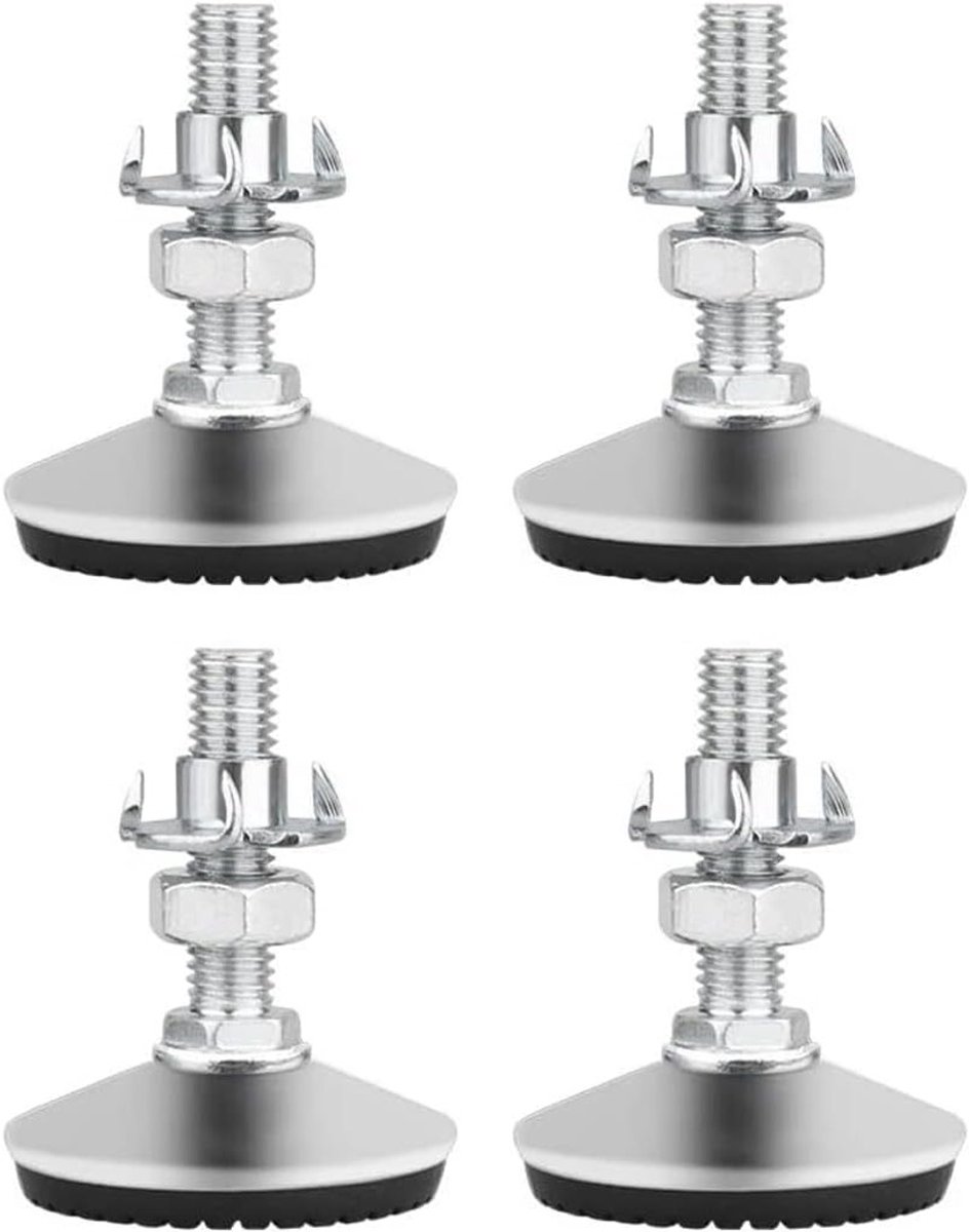 Verstelbare Meubelpoten 4 Packs M8x30mm - Sterke Metalen Levelers met Antislip Rubberbasis en T-Sloten voor Stabiele Meubels