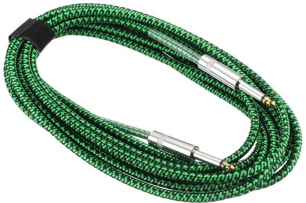 Gitaar bas audiokabel 6,35 mm man naar man stereo groen 1 stuk