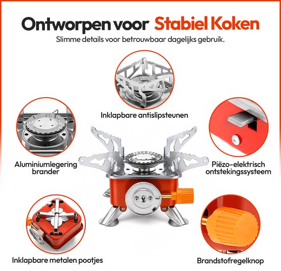 Goodly® camping kooktoestel - Butaangas - Noodpakket - Gas brander van Merkloos — afbeelding 3