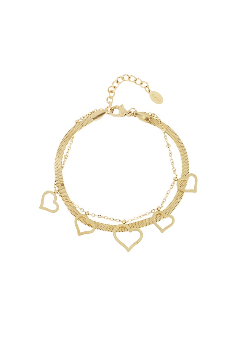 YWG - Chunky heart armband - Goud